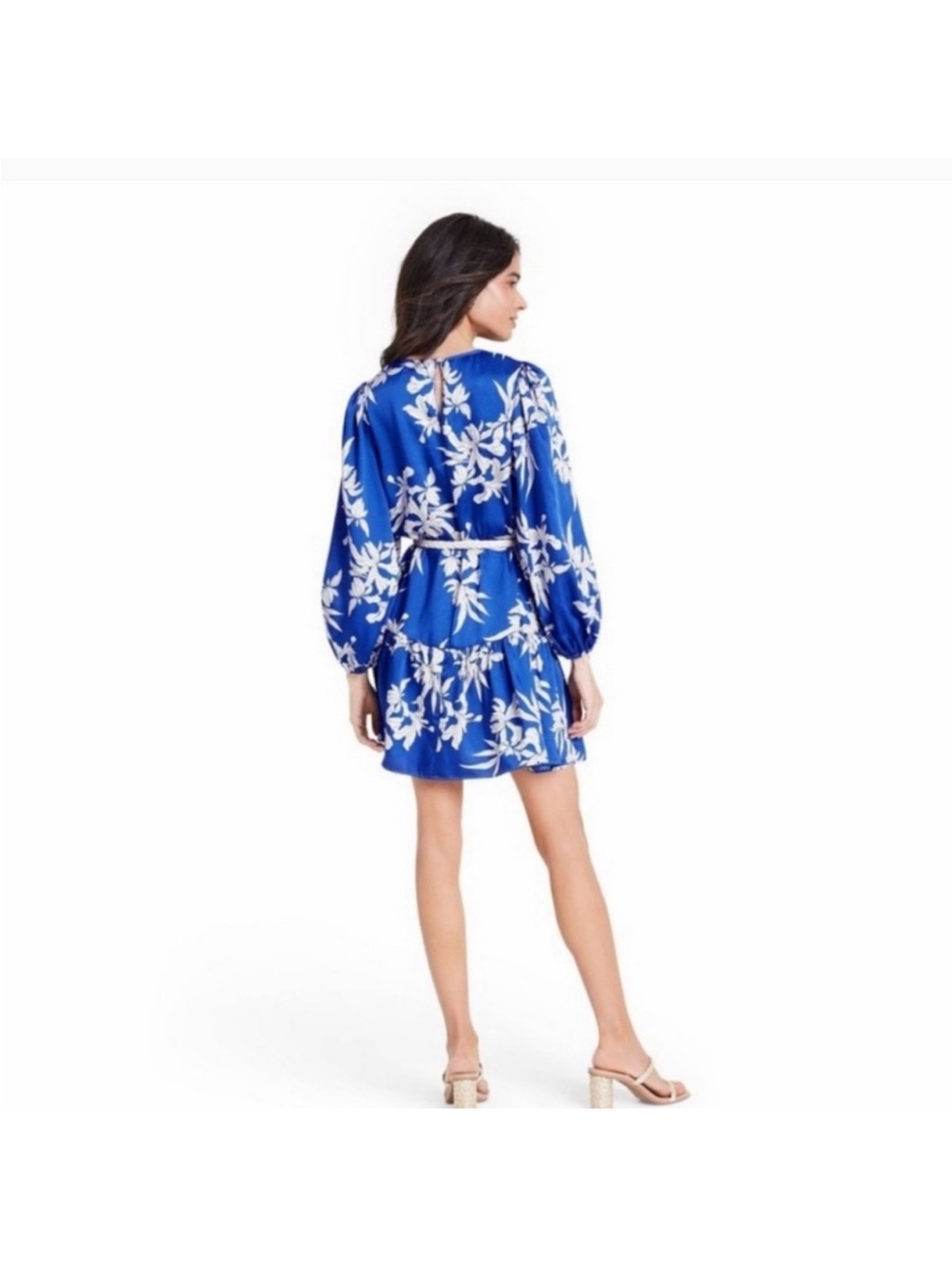 Alexis for Target Blue and White Floral Long Sleeve Dress